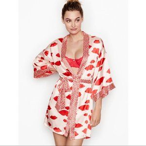 Victoria’s Secret Lip Print Satin Kimono